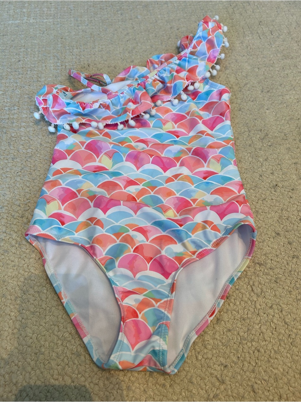 Kids One-Shoulder Ruffle Swimsuit in Multi-Color